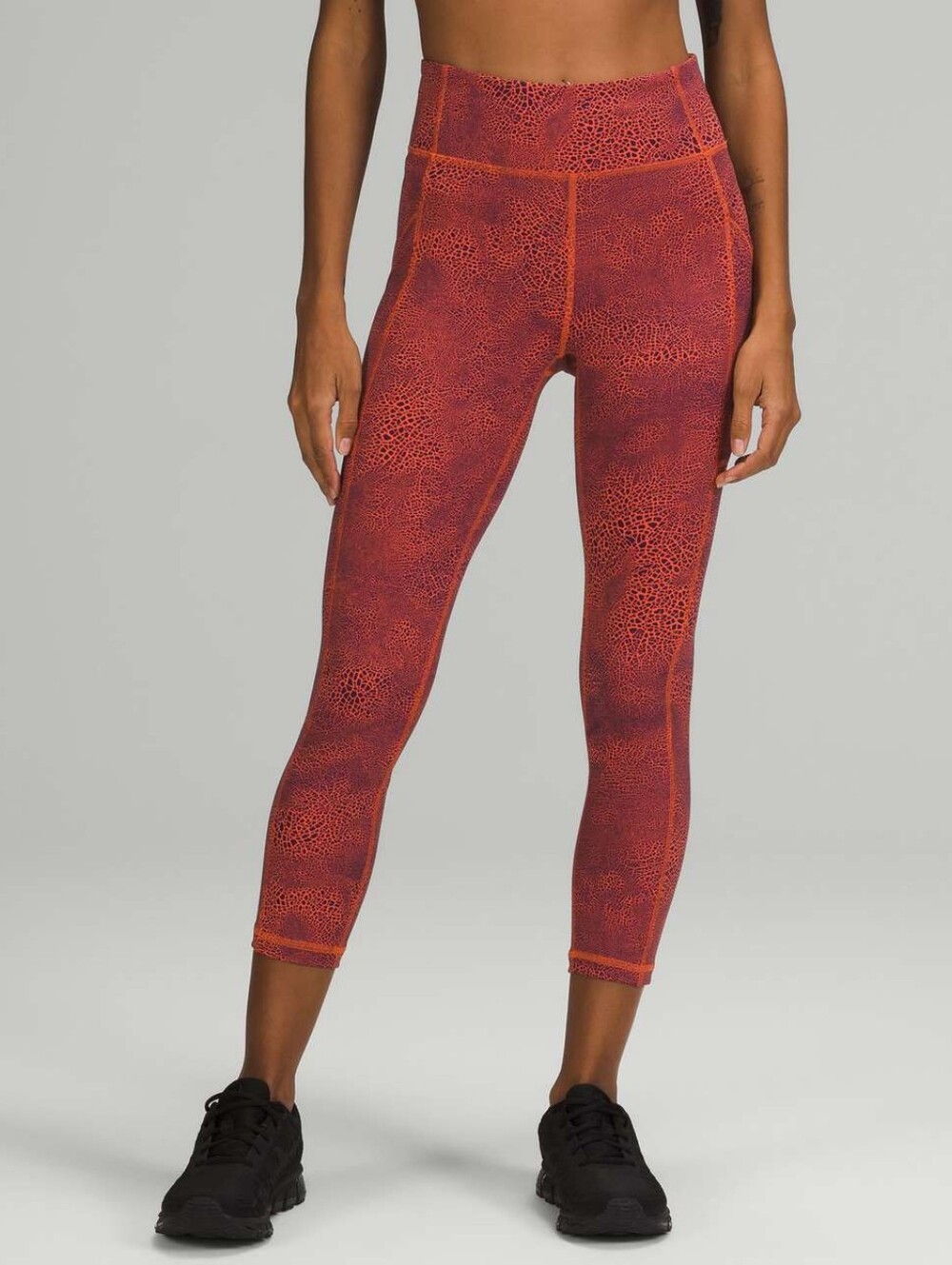Lululemon Invigorate High-Rise Crop 23" Crackle Glaze Vintage Orange Larkspur